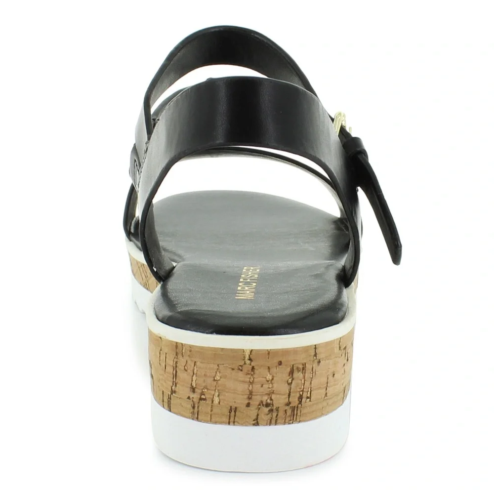 Marc Fisher Grandie Cork Platform Strappy Wedge Sandals Buckle Black 7.5 NEW - Picture 14 of 16